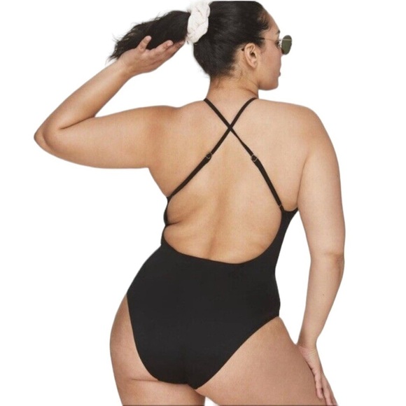 Andie Swim The Asbury High Neck One Piece Swimsuit in Black Size Large - Picture 3 of 8